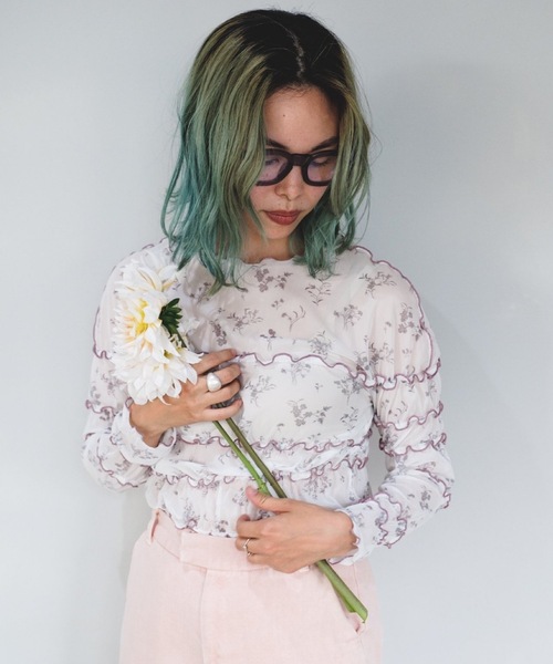 SANSeLF（サンセルフ）の「【SANSeLF】see through mellow tops sanw21a023（Tシャツ/カットソー・レディース・ブラウン/ピンク・FREE）」の4枚目の写真