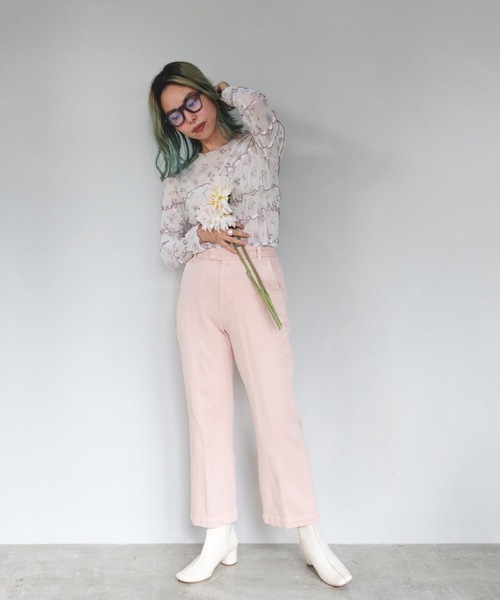 SANSeLF（サンセルフ）の「【SANSeLF】see through mellow tops sanw21a023（Tシャツ/カットソー・レディース・ブラウン/ピンク・FREE）」の9枚目の写真