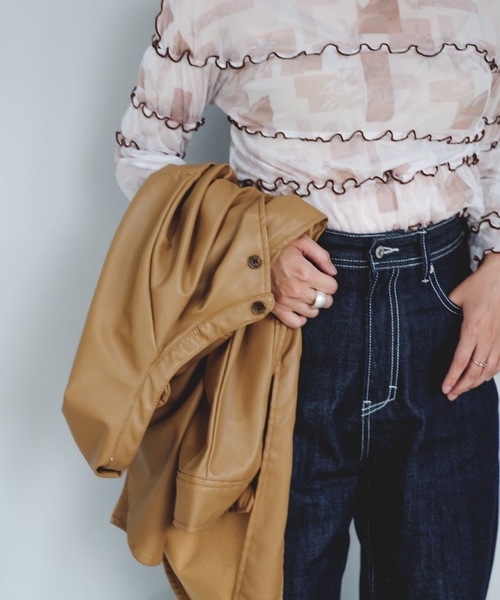 SANSeLF（サンセルフ）の「【SANSeLF】see through mellow tops sanw21a023（Tシャツ/カットソー・レディース・ブラウン/ピンク・FREE）」の5枚目の写真