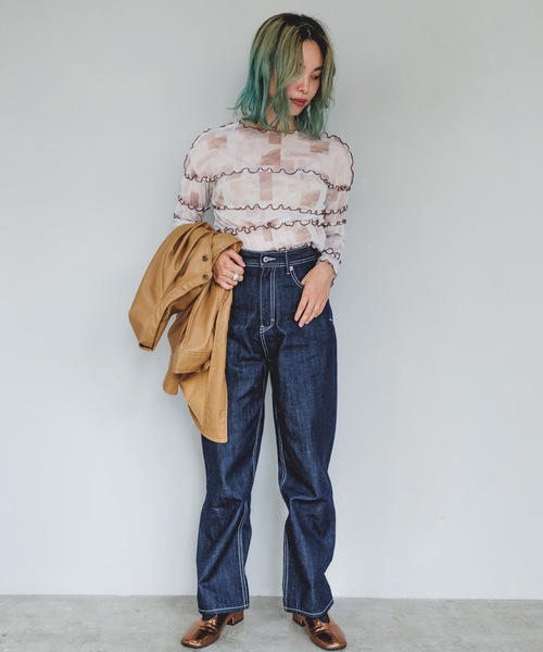 SANSeLF（サンセルフ）の「【SANSeLF】see through mellow tops sanw21a023（Tシャツ/カットソー・レディース・ブラウン/ピンク・FREE）」の10枚目の写真