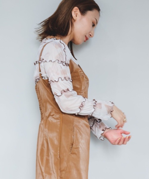 SANSeLF（サンセルフ）の「【SANSeLF】see through mellow tops sanw21a023（Tシャツ/カットソー・レディース・ブラウン/ピンク・FREE）」の15枚目の写真