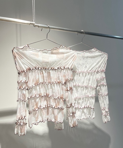 SANSeLF（サンセルフ）の「【SANSeLF】see through mellow tops sanw21a023（Tシャツ/カットソー・レディース・ブラウン/ピンク・FREE）」の7枚目の写真