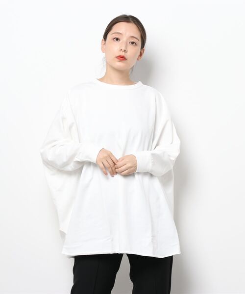 Grand PARK（グランドパーク）の「ミニ裏毛ポンチョプルオーバー（スウェット・レディース・ホワイト/ベージュ/チャコールグレー・FREE）」の13枚目の写真