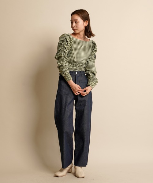 mline（エムライン）の「[mline] WEB限定 ギャザーパフブラウス（シャツ/ブラウス・レディース・ブラック/グレー/グリーン/アイボリー・FREE）」の19枚目の写真