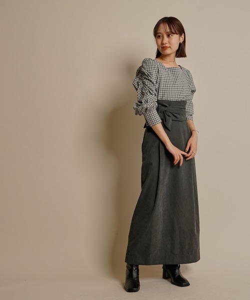 mline（エムライン）の「[mline] WEB限定 ギャザーパフブラウス（シャツ/ブラウス・レディース・ブラック/グレー/グリーン/アイボリー・FREE）」の13枚目の写真