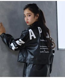 ANAP GｉRL（アナップガール）の「後BIGロゴライダースジャケット（ライダースジャケット・キッズ）」