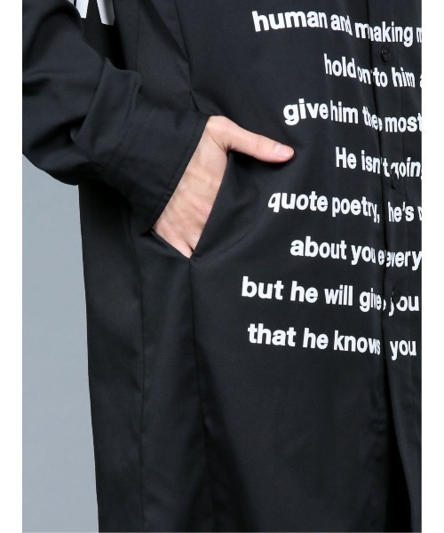 semantic design（セマンティックデザイン）の「シェラック/SHELLAC ロゴプリント 長袖ロングシャツ（シャツ/ブラウス・メンズ・ブラック・MEDIUM/LARGE/X-LARGE/S）」の2枚目の写真