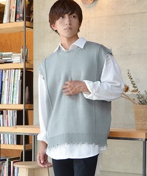 ダメージニットベストアンサンブル