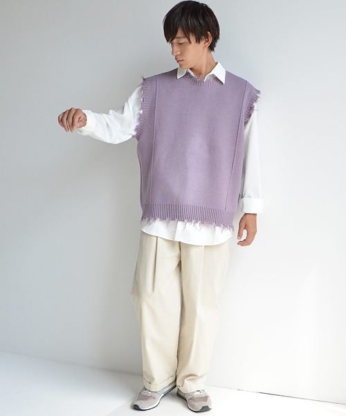 MinoriTY（マイノリティ）の「ダメージニットベストアンサンブル（アンサンブル・メンズ・グレー/ネイビー/パープル・L/M）」の13枚目の写真