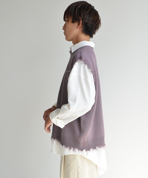 MinoriTY（マイノリティ）の「ダメージニットベストアンサンブル（アンサンブル・メンズ・グレー/ネイビー/パープル・L/M）」の17枚目の写真