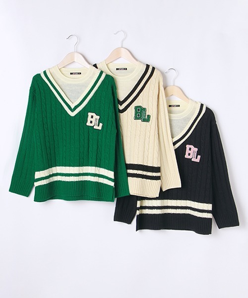 by LOVEiT(バイラビット)の「レイヤードニット(ニット/セーター・キッズ・ネイビー/アイボリー/グリーン・120cm/130cm/140cm/150cm/160cm)」の12枚目の写真