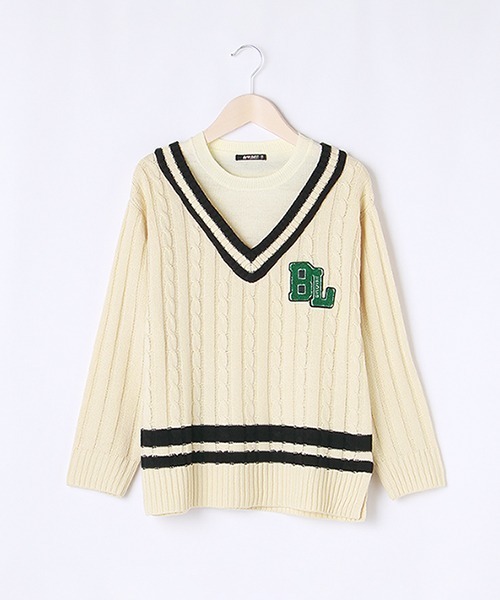 by LOVEiT(バイラビット)の「レイヤードニット(ニット/セーター・キッズ・ネイビー/アイボリー/グリーン・120cm/130cm/140cm/150cm/160cm)」の20枚目の写真