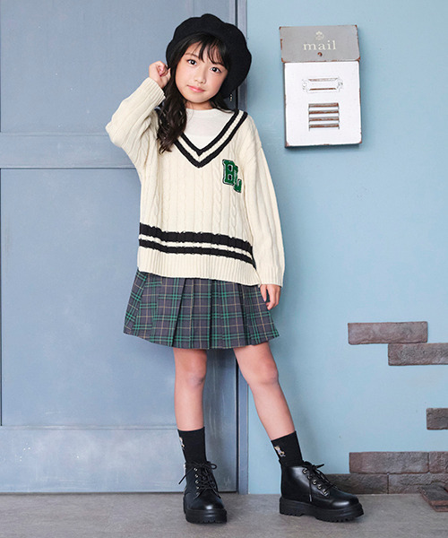 by LOVEiT(バイラビット)の「レイヤードニット(ニット/セーター・キッズ・ネイビー/アイボリー/グリーン・120cm/130cm/140cm/150cm/160cm)」の14枚目の写真