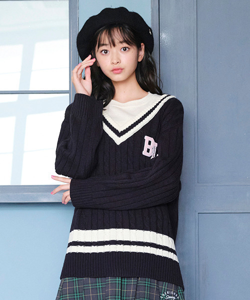 by LOVEiT(バイラビット)の「レイヤードニット(ニット/セーター・キッズ・ネイビー/アイボリー/グリーン・120cm/130cm/140cm/150cm/160cm)」の16枚目の写真