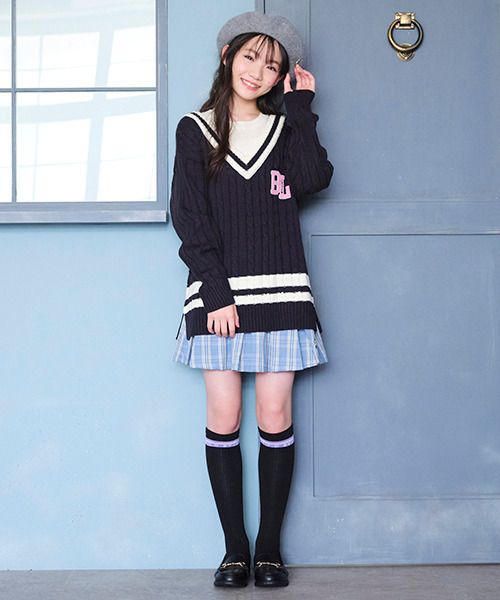 by LOVEiT(バイラビット)の「レイヤードニット(ニット/セーター・キッズ・ネイビー/アイボリー/グリーン・120cm/130cm/140cm/150cm/160cm)」の17枚目の写真