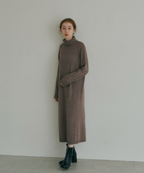 hinari（ヒナリ）の「タートルニットワンピース（ワンピース・レディース・ライトグレー/ブラウン・SMALL/FREE）」の10枚目の写真