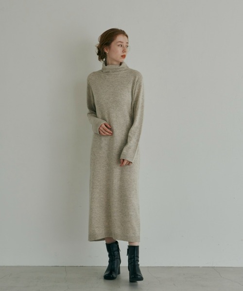 hinari（ヒナリ）の「タートルニットワンピース（ワンピース・レディース・ライトグレー/ブラウン・SMALL/FREE）」の20枚目の写真