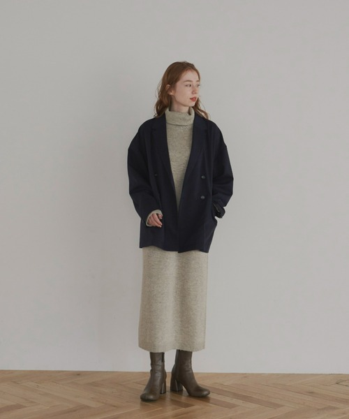 hinari（ヒナリ）の「タートルニットワンピース（ワンピース・レディース・ライトグレー/ブラウン・SMALL/FREE）」の5枚目の写真