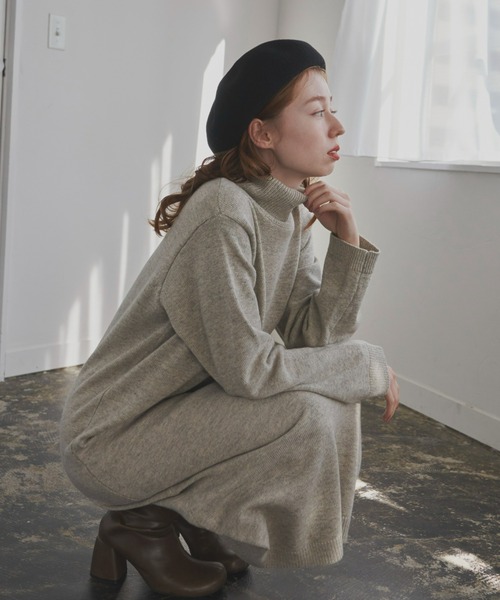 hinari（ヒナリ）の「タートルニットワンピース（ワンピース・レディース・ライトグレー/ブラウン・SMALL/FREE）」の8枚目の写真