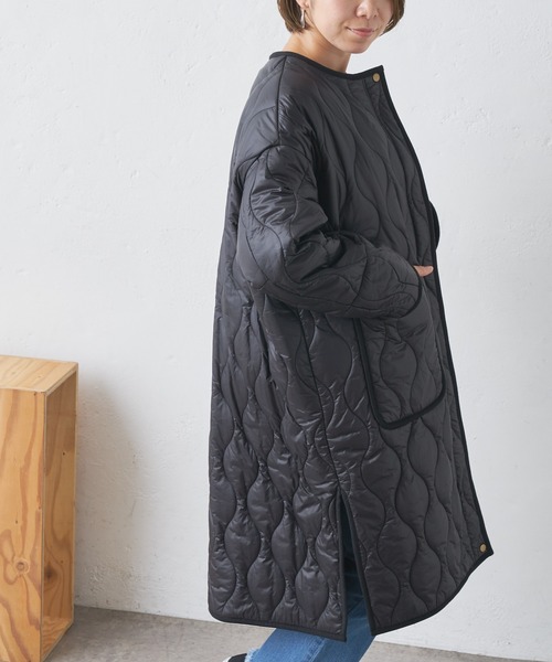 BONbazaar（ボンバザール）の「キルティングコート（ノーカラーコート・レディース・ブラック/ベージュ・FREE）」の6枚目の写真