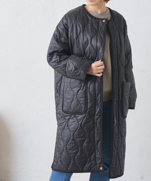 BONbazaar（ボンバザール）の「キルティングコート（ノーカラーコート・レディース・ブラック/ベージュ・FREE）」の10枚目の写真