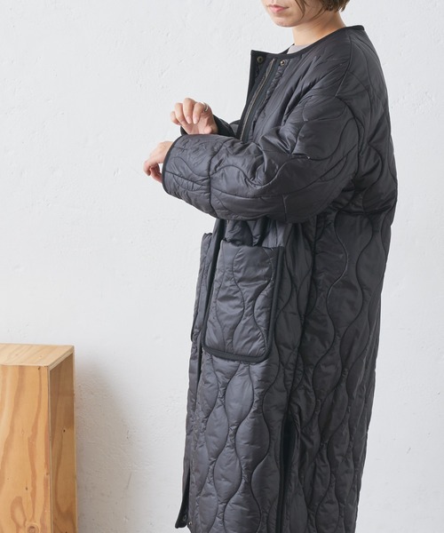 BONbazaar（ボンバザール）の「キルティングコート（ノーカラーコート・レディース・ブラック/ベージュ・FREE）」の5枚目の写真