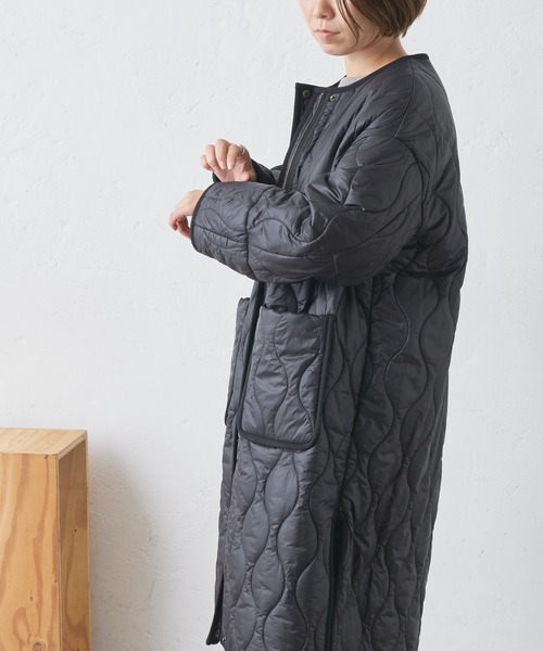 BONbazaar（ボンバザール）の「キルティングコート（ノーカラーコート・レディース・ブラック/ベージュ・FREE）」の4枚目の写真