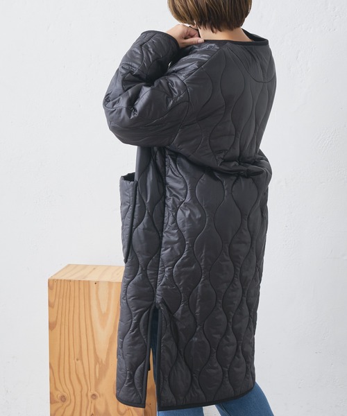 BONbazaar（ボンバザール）の「キルティングコート（ノーカラーコート・レディース・ブラック/ベージュ・FREE）」の8枚目の写真