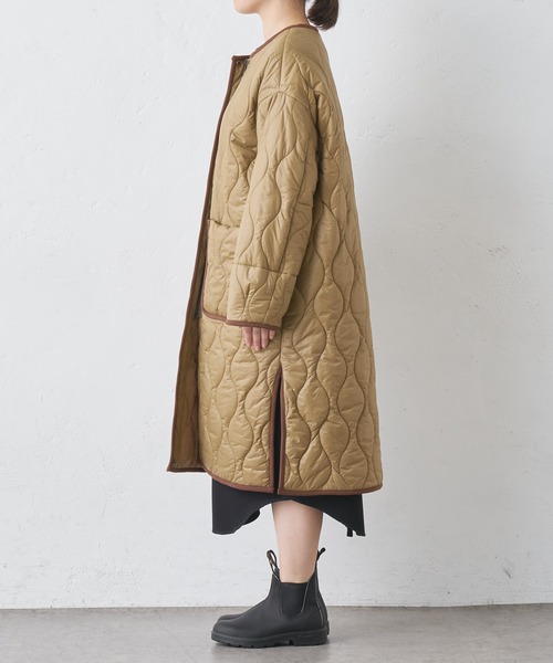 BONbazaar（ボンバザール）の「キルティングコート（ノーカラーコート・レディース・ブラック/ベージュ・FREE）」の20枚目の写真