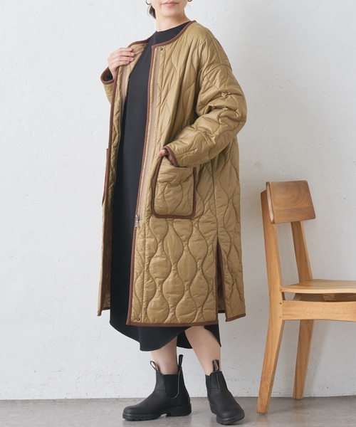 BONbazaar（ボンバザール）の「キルティングコート（ノーカラーコート・レディース・ブラック/ベージュ・FREE）」の22枚目の写真