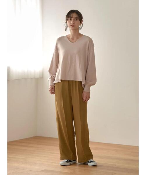 earth music&ecology（アースミュージックアンドエコロジー）の「タックギャザーワイドパンツ ＊（その他パンツ・レディース・ブラック/ダークグリーン/ベージュ/マスタード・M/L）」の22枚目の写真