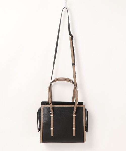 Samantha Thavasa（サマンサタバサ）の「イタリアンスプレットレザースクエアトートバッグ 小サイズ（トートバッグ・レディース・ブラック/ダークグレー/ベージュ・FREE）」の8枚目の写真