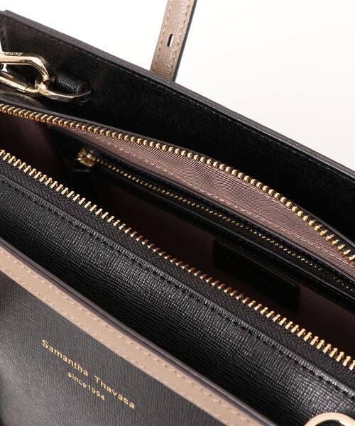 Samantha Thavasa（サマンサタバサ）の「イタリアンスプレットレザースクエアトートバッグ 小サイズ（トートバッグ・レディース・ブラック/ダークグレー/ベージュ・FREE）」の6枚目の写真