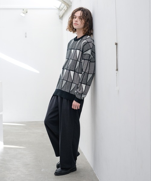 CASPER JOHN(キャスパージョン)の「Monotone pattern big knit/モノトーンパターンビッグニット(ニット/セーター・メンズ・ブラック/ブラック系その他・SMALL/MEDIUM/LARGE)」の3枚目の写真