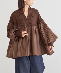 BONbazaar | プリーツ切替チュニックニット(ニット/セーター)