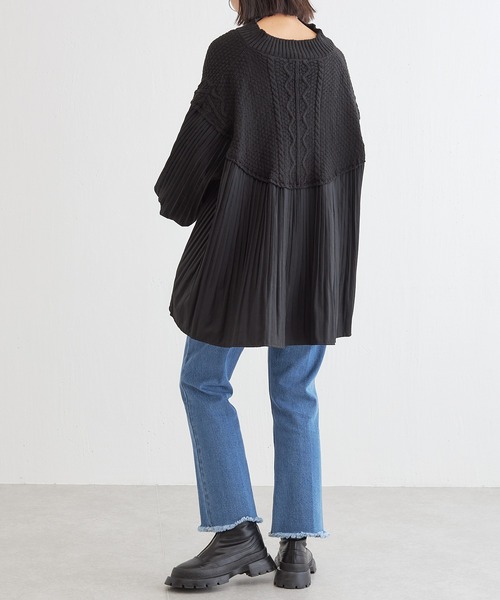 BONbazaar（ボンバザール）の「プリーツ切替チュニックニット（ニット/セーター・レディース・ブラック/ブラウン・FREE）」の19枚目の写真