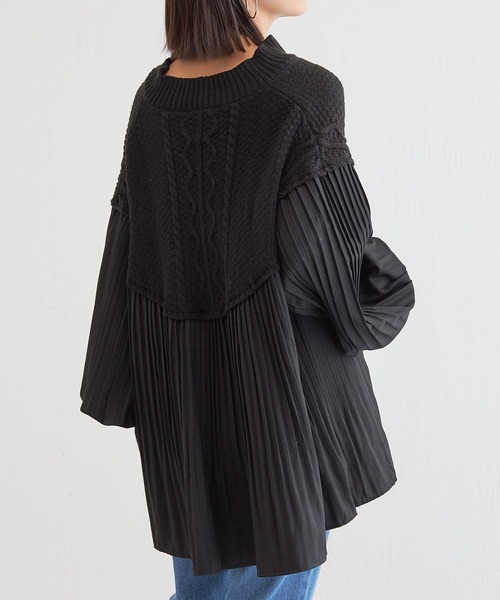 BONbazaar（ボンバザール）の「プリーツ切替チュニックニット（ニット/セーター・レディース・ブラック/ブラウン・FREE）」の18枚目の写真