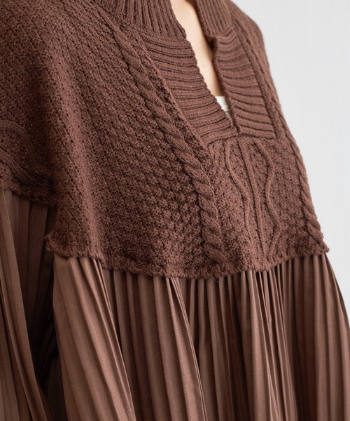 BONbazaar（ボンバザール）の「プリーツ切替チュニックニット（ニット/セーター・レディース・ブラック/ブラウン・FREE）」の17枚目の写真