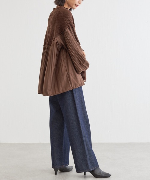 BONbazaar（ボンバザール）の「プリーツ切替チュニックニット（ニット/セーター・レディース・ブラック/ブラウン・FREE）」の16枚目の写真