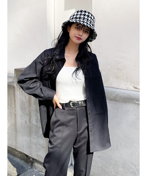 ENVYM（アンビー）の「オーバーサイズパネルＳＨ（シャツ/ブラウス・レディース・ブラック/ベージュ/チェック・FREE）」の2枚目の写真