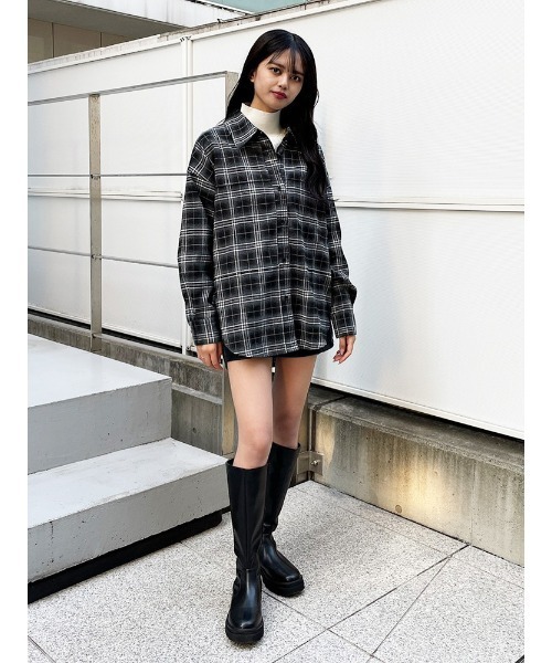 ENVYM（アンビー）の「オーバーサイズパネルＳＨ（シャツ/ブラウス・レディース・ブラック/ベージュ/チェック・FREE）」の13枚目の写真