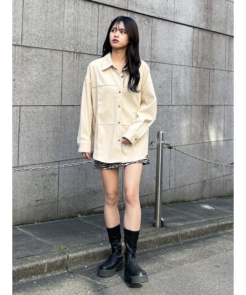 ENVYM（アンビー）の「オーバーサイズパネルＳＨ（シャツ/ブラウス・レディース・ブラック/ベージュ/チェック・FREE）」の22枚目の写真