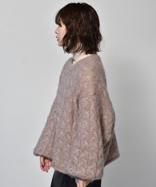 RETRO GIRL（レトロガール）の「ネコヤーンニット（ニット/セーター・レディース・ブラック/ベージュ/グリーン・FREE）」の2枚目の写真