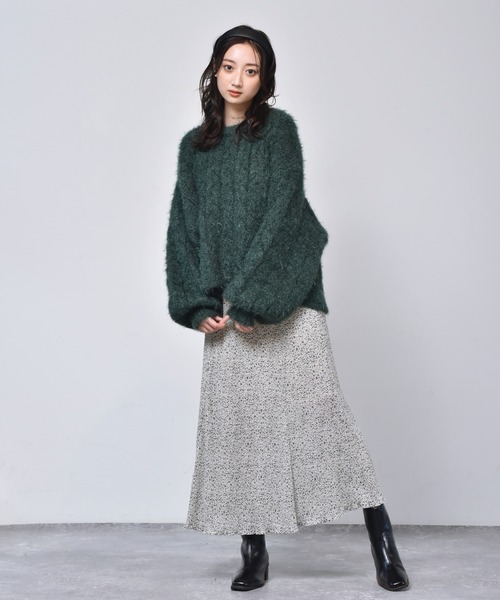 RETRO GIRL（レトロガール）の「ネコヤーンニット（ニット/セーター・レディース・ブラック/ベージュ/グリーン・FREE）」の13枚目の写真