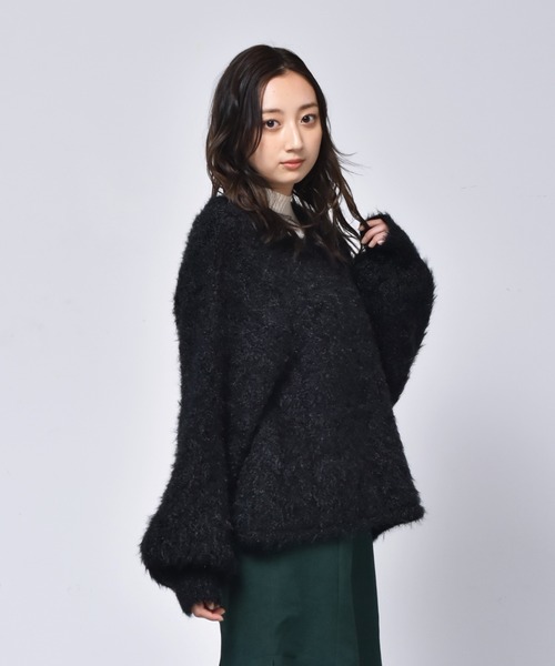 RETRO GIRL（レトロガール）の「ネコヤーンニット（ニット/セーター・レディース・ブラック/ベージュ/グリーン・FREE）」の14枚目の写真