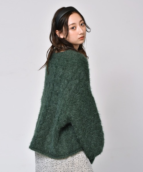 RETRO GIRL（レトロガール）の「ネコヤーンニット（ニット/セーター・レディース・ブラック/ベージュ/グリーン・FREE）」の21枚目の写真