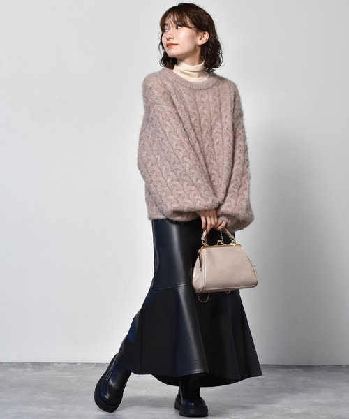 RETRO GIRL（レトロガール）の「ネコヤーンニット（ニット/セーター・レディース・ブラック/ベージュ/グリーン・FREE）」の8枚目の写真