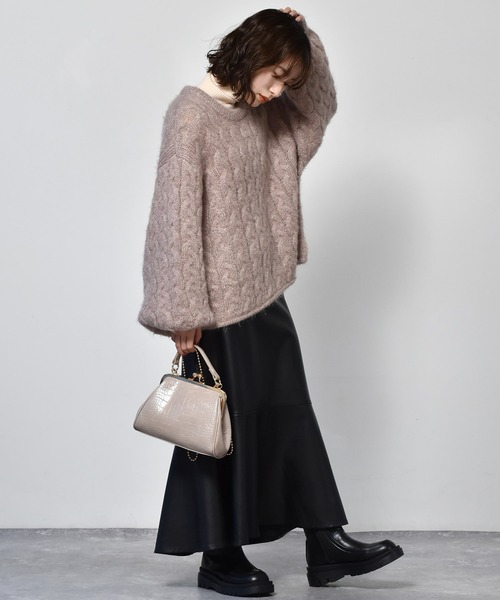 RETRO GIRL（レトロガール）の「ネコヤーンニット（ニット/セーター・レディース・ブラック/ベージュ/グリーン・FREE）」の9枚目の写真