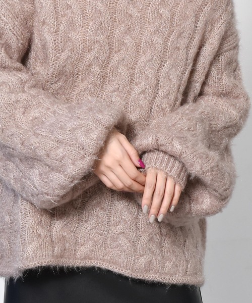 RETRO GIRL（レトロガール）の「ネコヤーンニット（ニット/セーター・レディース・ブラック/ベージュ/グリーン・FREE）」の19枚目の写真