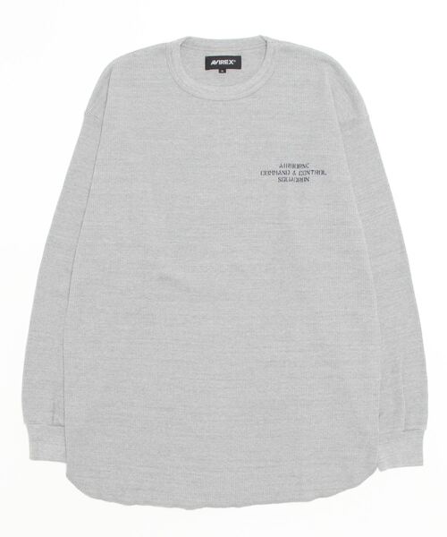 AVIREX（アヴィレックス）の「サーマル ロングスリーブ ビッグ Tシャツ ブラック イーグルス / THERMAL LONG SLEEVE BIG T-SHIRT BLACK EAGLES / アヴィレックス / AVIREX（Tシャツ/カットソー・メンズ・ホワイト/ブラック/サックスブルー/グレー・X-LARGE/MEDIUM/LARGE/XX-LARGE/XL/2XL/L）」の3枚目の写真